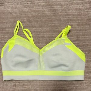 Nike Neon Yellow and Gray Women's Sports Bra